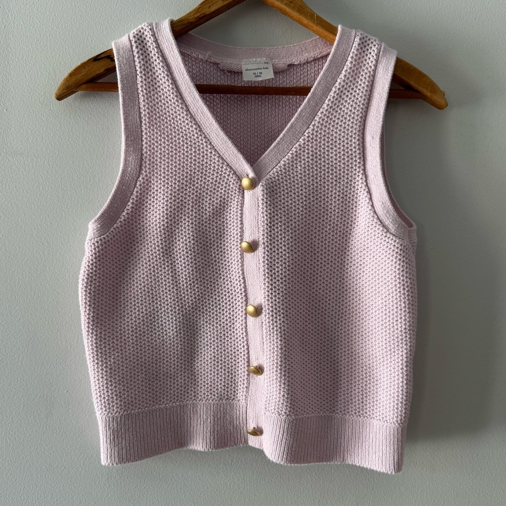 Abercrombie Kids Sweater Vest,‎ Sz 15/16, knit, gold buttons, preppy, classic